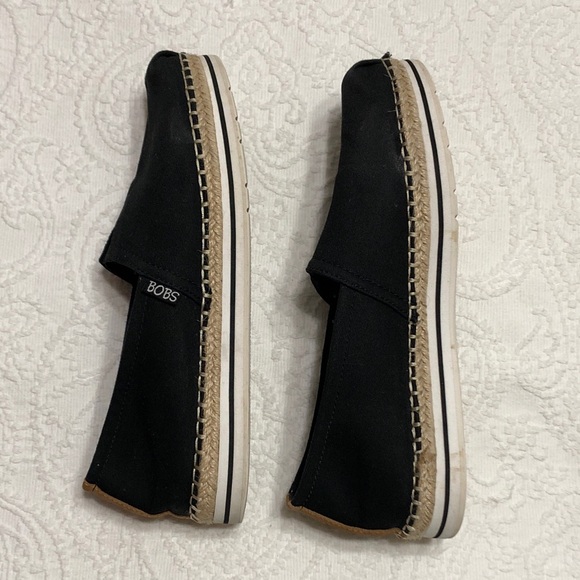 BOBS from Sketchers Black Slip-On Espadrilles Size 9M Canvas Memory Foam - Picture 4 of 8
